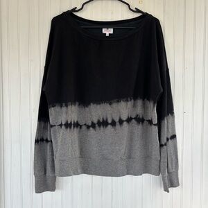 Sundry Women's Black Gray Oversized Ombre Tie Dye Boatneck Sweatshirt MEDIUM